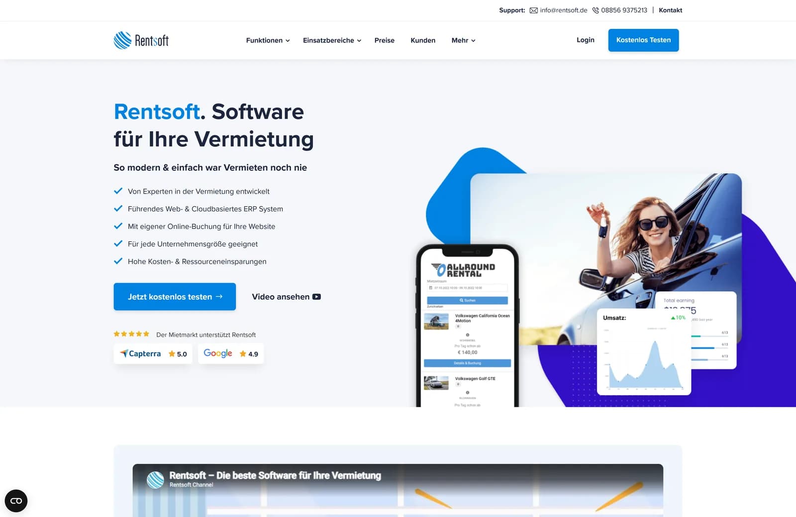 Rentsoft, Startseite